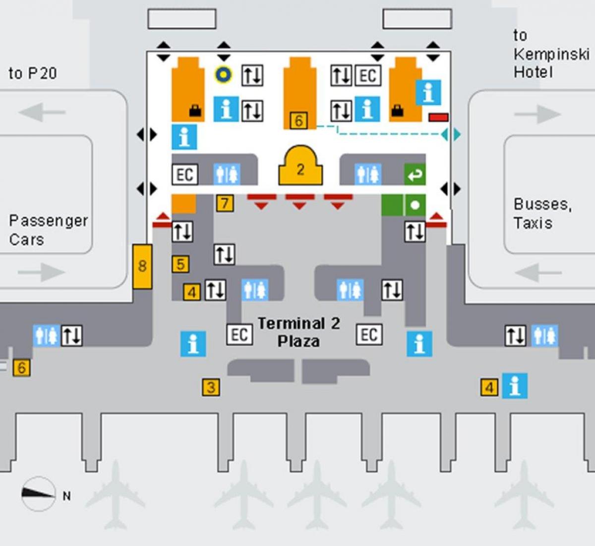 Kaart van de luchthaven van münchen aankomst