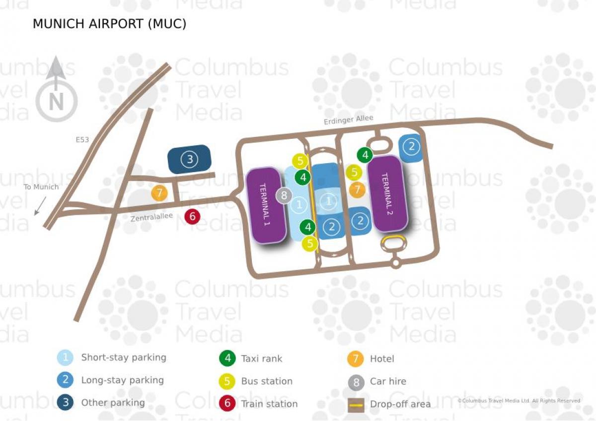 Kaart van de luchthaven van münchen treinstation