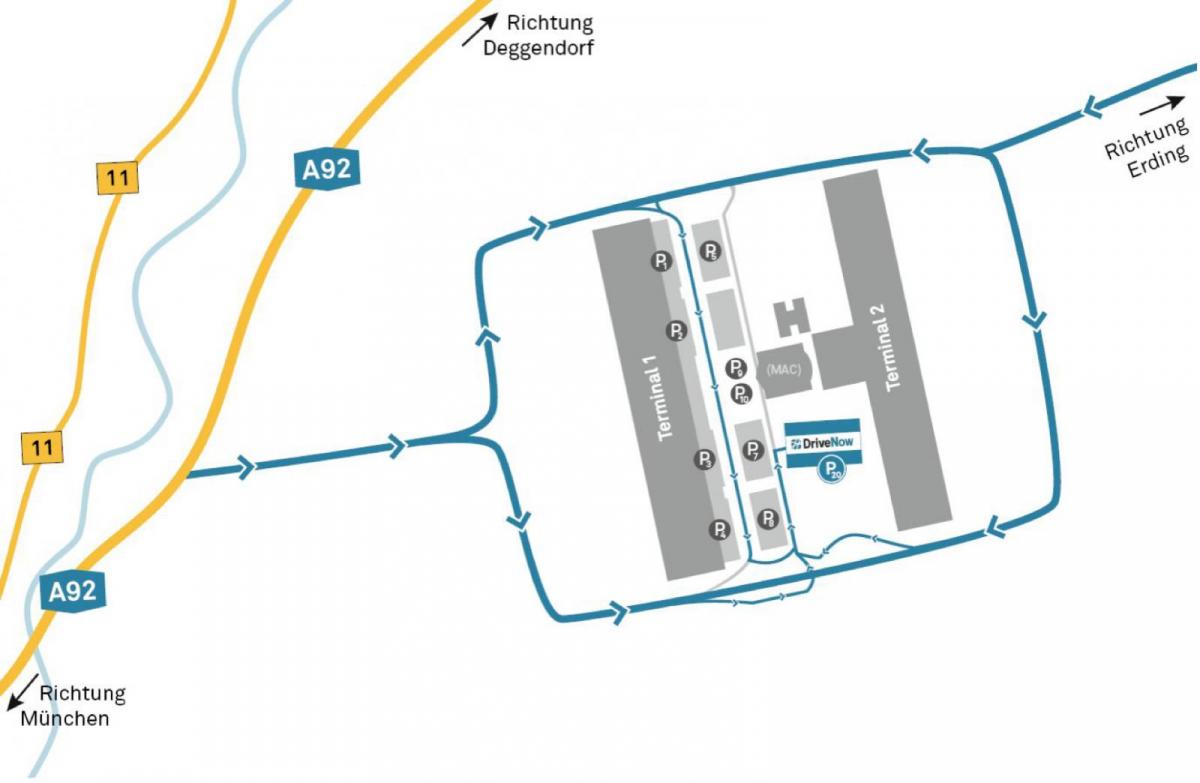 de luchthaven van münchen autoverhuur kaart