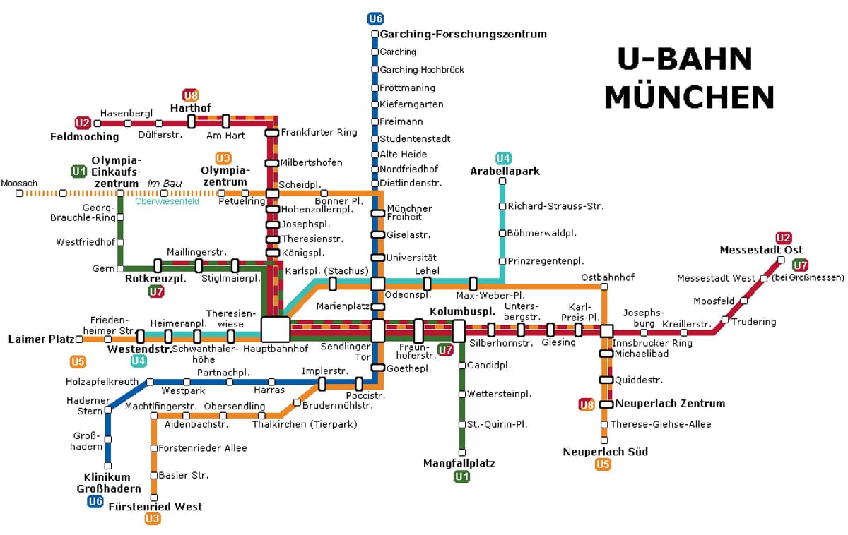 ubahn kaart van münchen