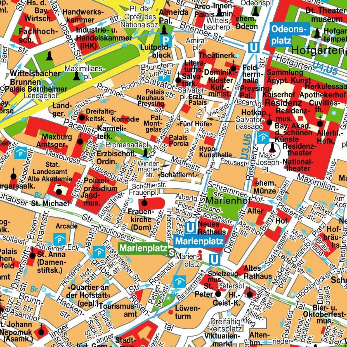 plattegrond van het centrum van münchen