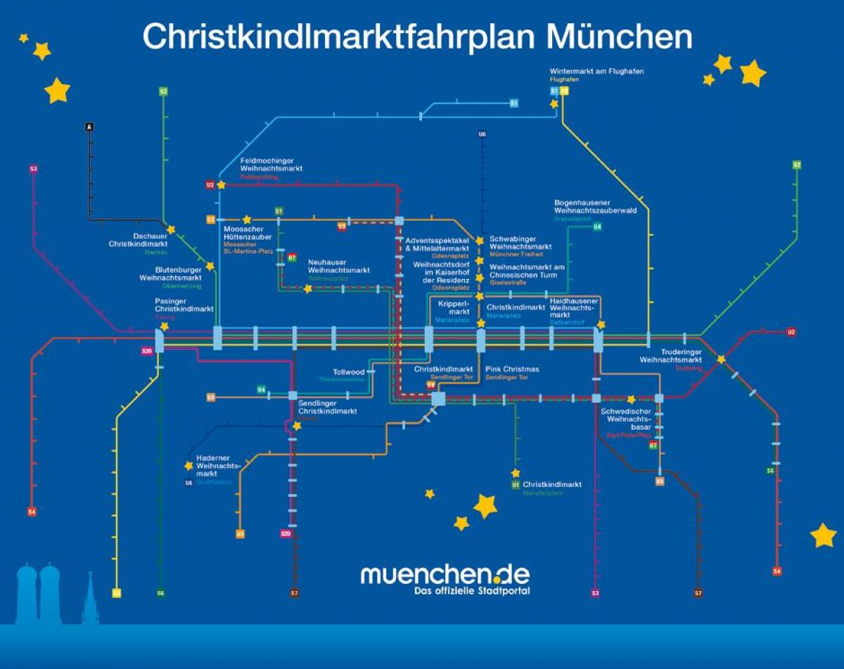 Kaart van münchen kerstmarkten