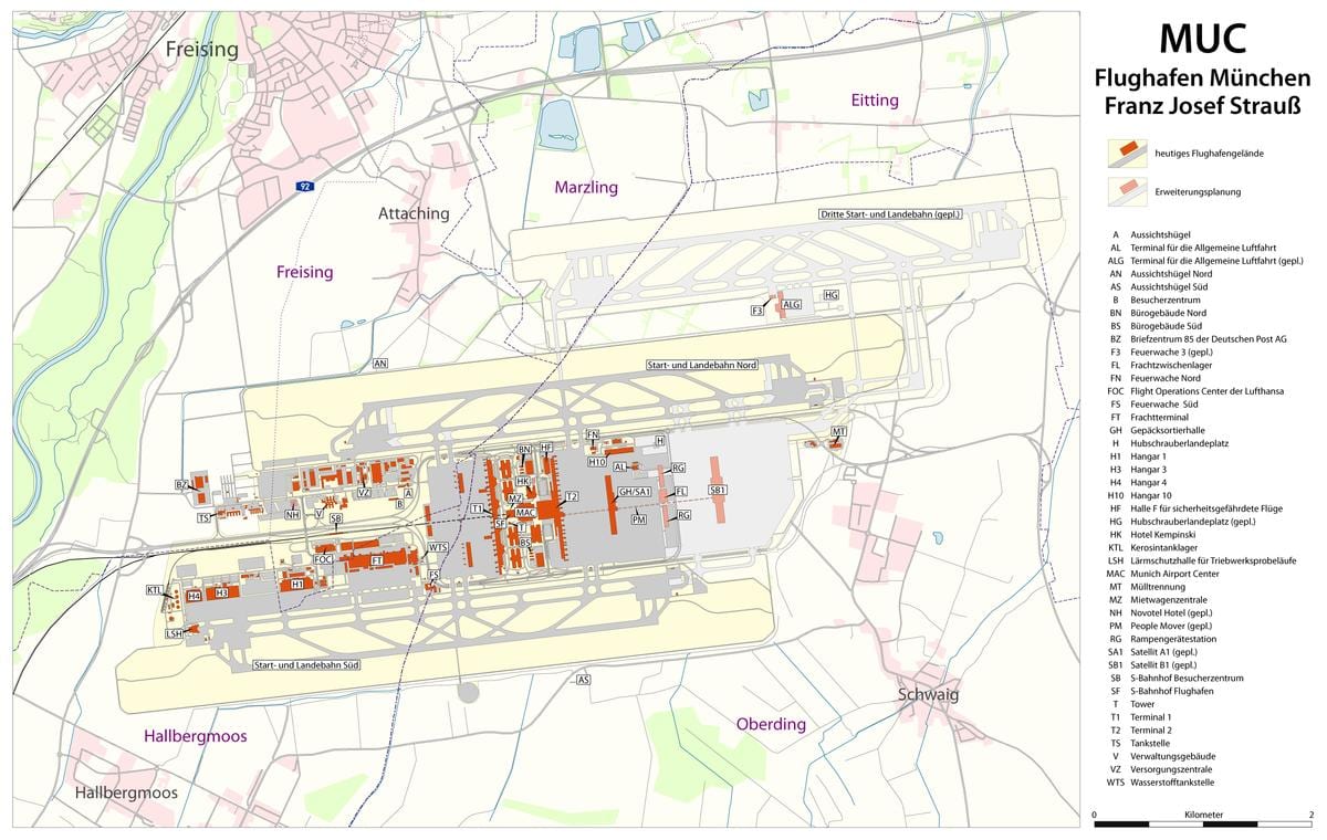 luchthaven franz josef strauss kaart