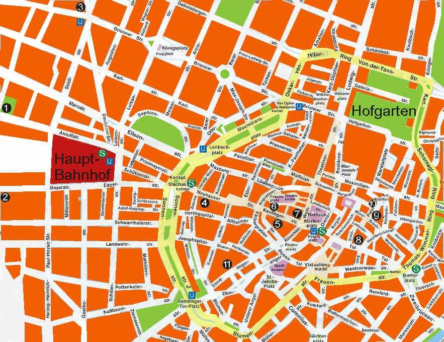 Kaart van münchen bierhallen