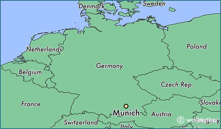 münchen (duitsland) op een kaart