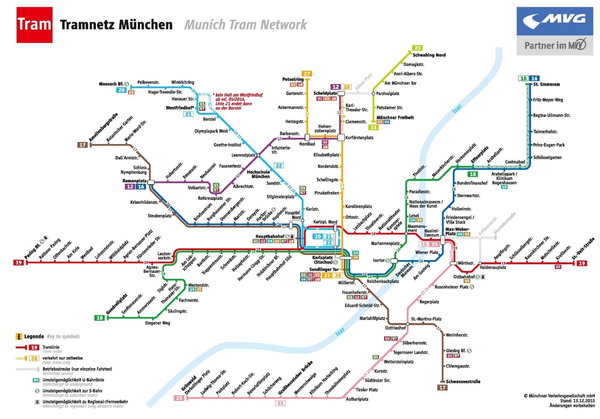 Kaart van münchen tram