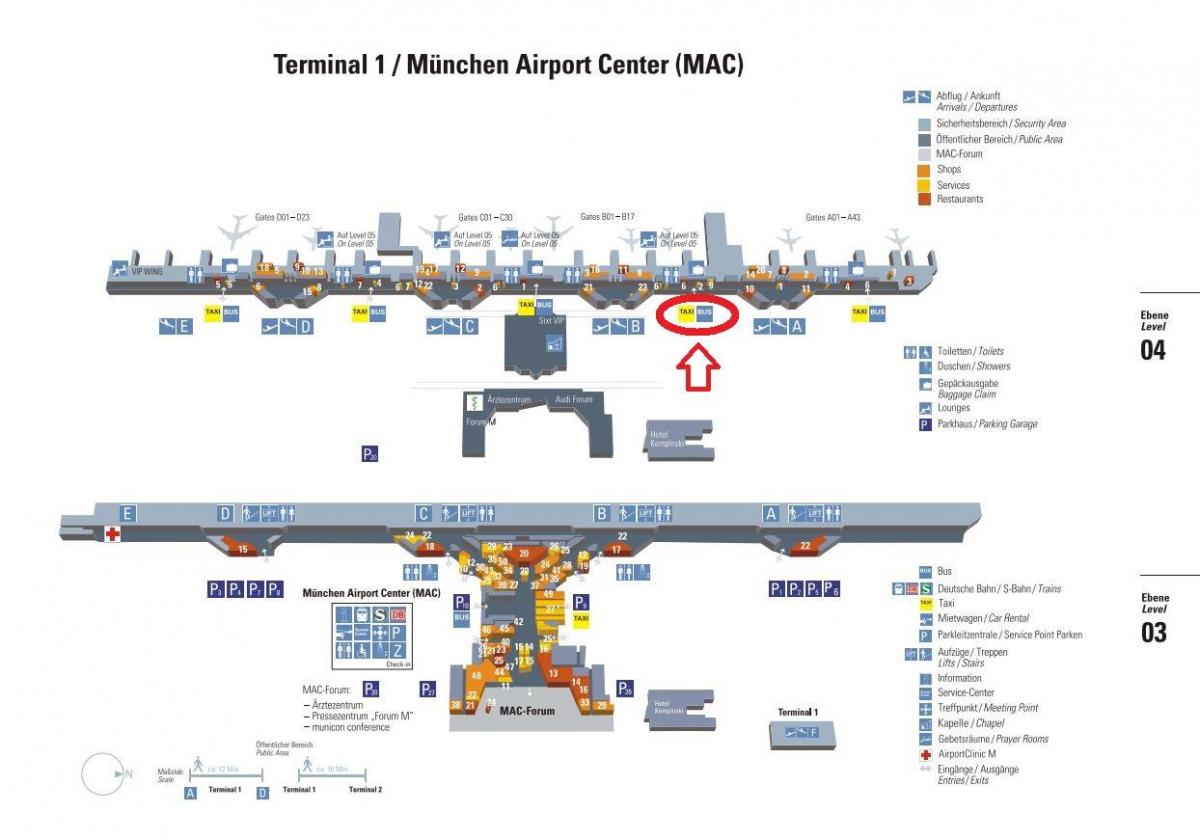 Kaart van münchen airport terminal 1