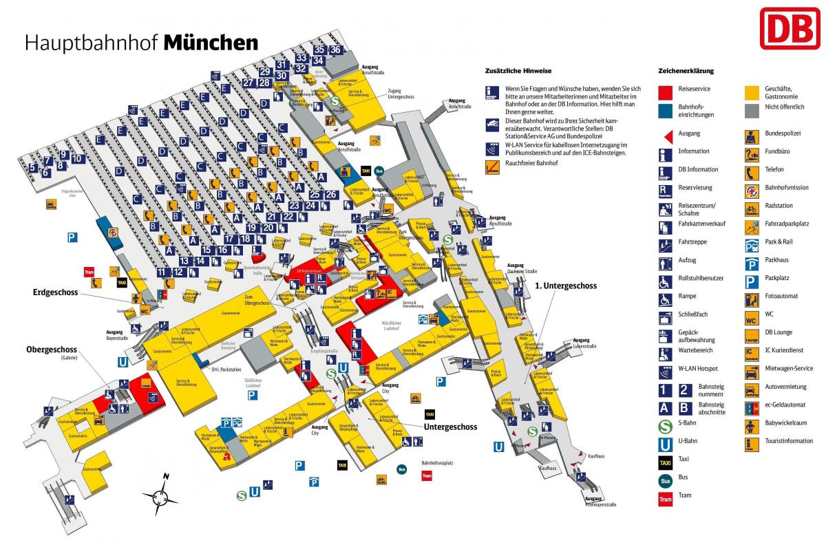 Kaart van münchen hbf station