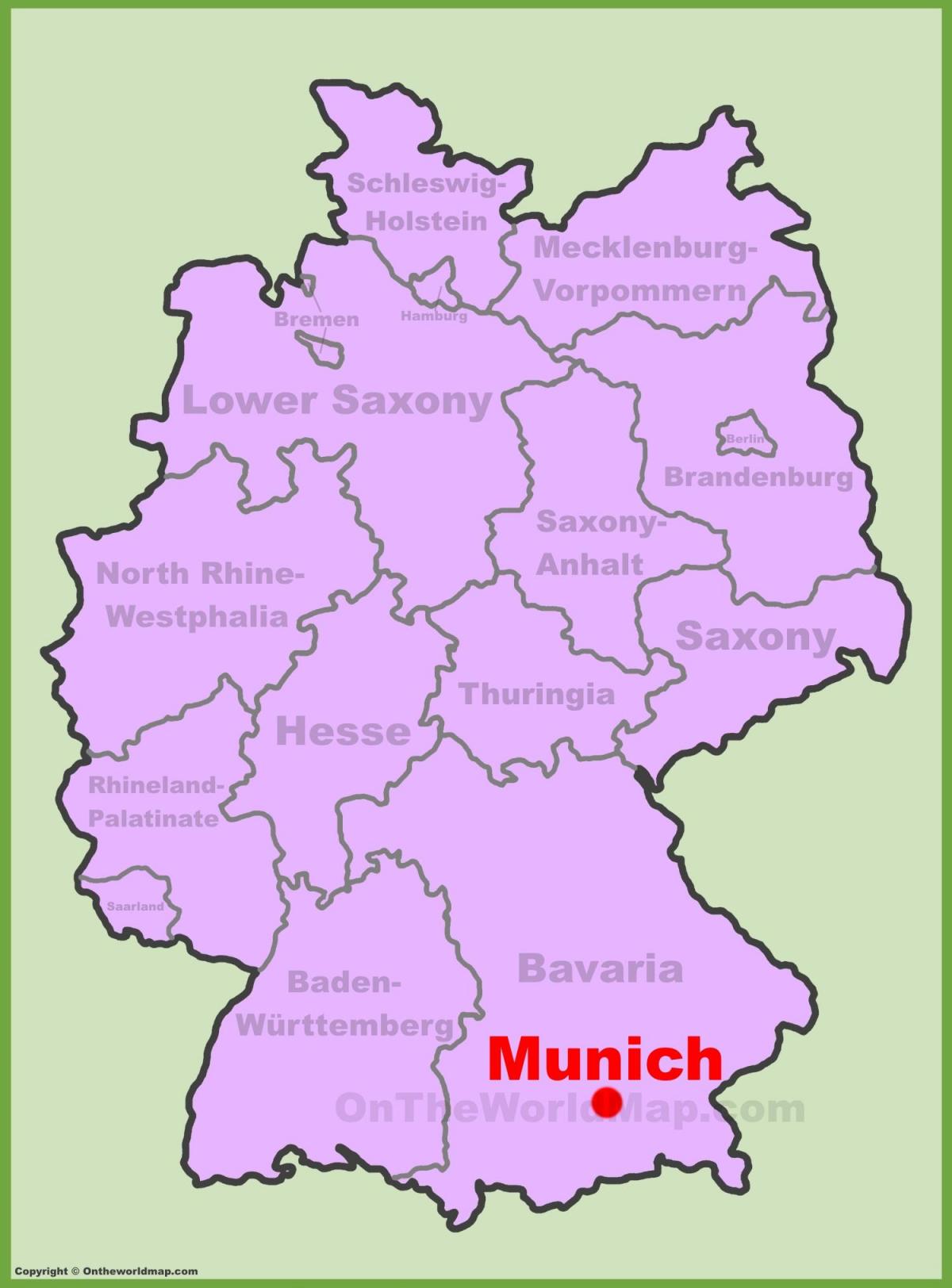 Kaart van de locatie münchen, duitsland
