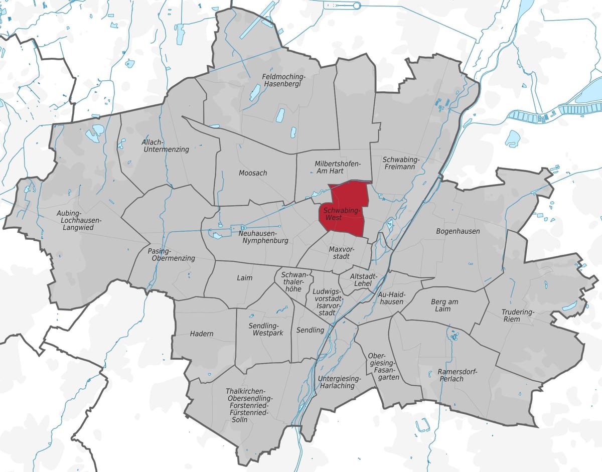 Kaart van münchen schwabing
