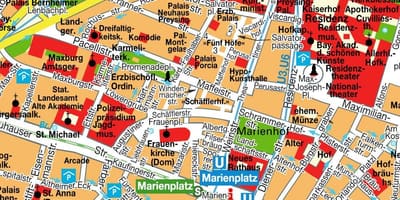 Plattegrond van het centrum van münchen