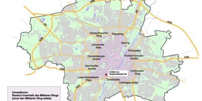 Kaart van münchen groene zone